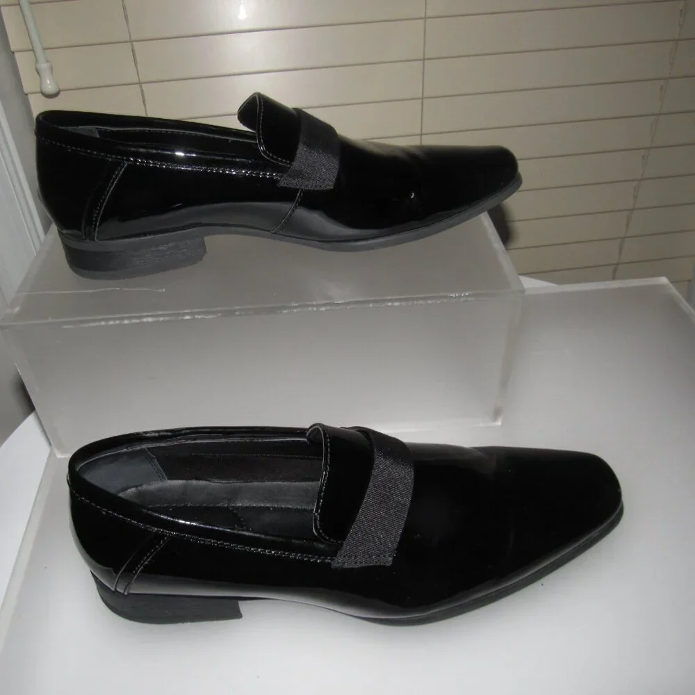 Calvin Klein Bernard Black Patent Loafers | Formal Slip-On Dress Shoes Size 9M